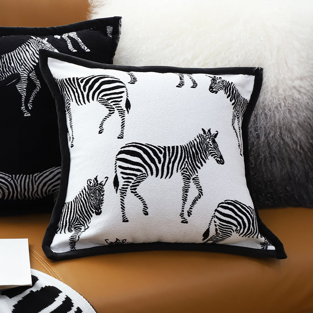 SOGA 45cm Black and White Light Luxury Zebra Cushion Decorative Square Pillow Living Room