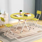 SOGA 2X Yellow Dining Table Portable Round Surface Space Saving Folding Desk Home Decor
