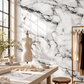SOGA Peel & Stick Floor and Wall Tiles 30 x 30cm 10 Pack Black White Faux Marble