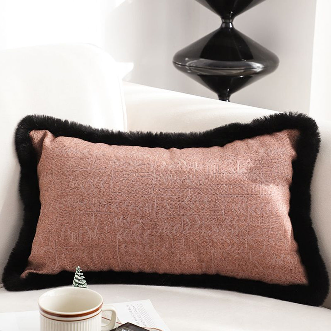 SOGA 35cm Mid-century Style Raised Embroidery Texture Edged Lumbar Throw Pillow