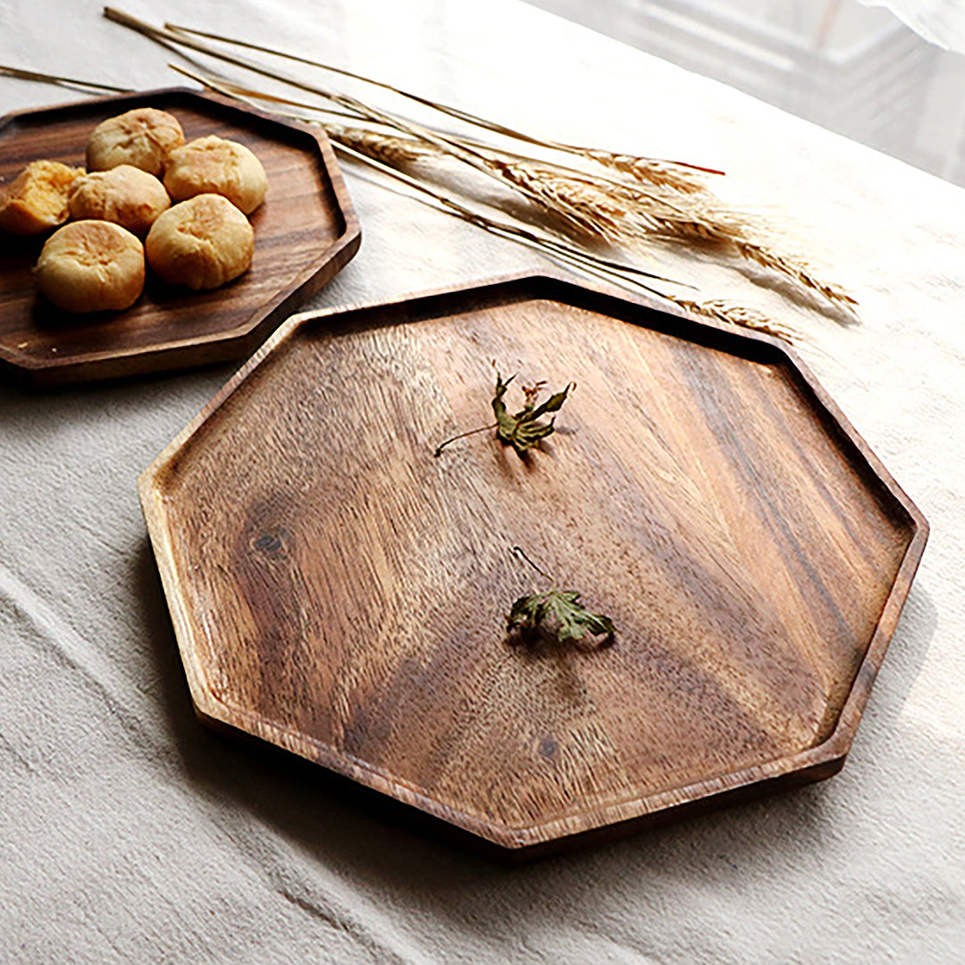 SOGA 2X 25cm Octagon Wooden Acacia Food Serving Tray Charcuterie Board Centerpiece Home Decor