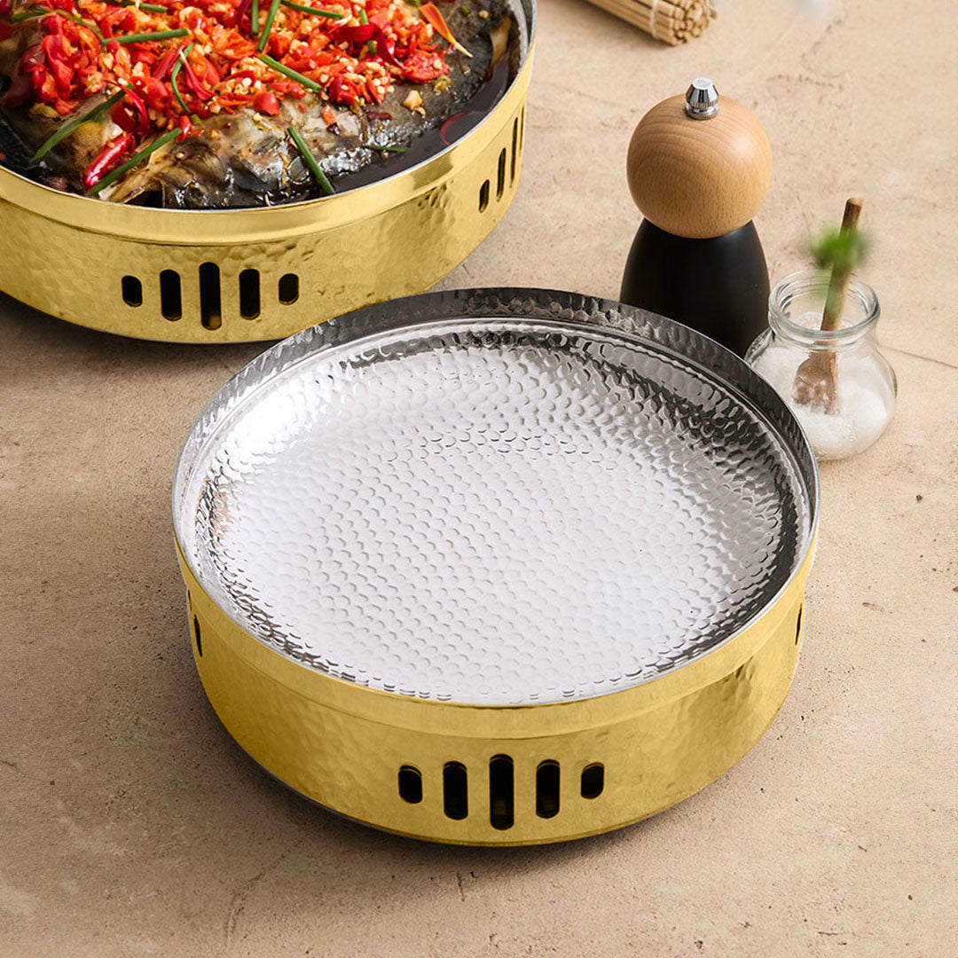 SOGA 28cm Dry Pot with Hammered Texture Natural Gold Color Kitchen Essential