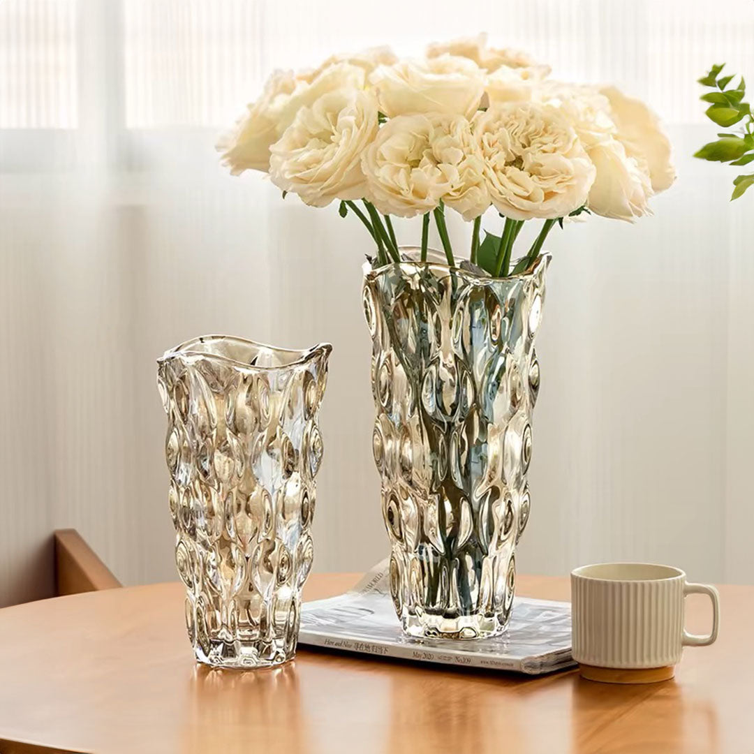 SOGA 29.8cm Golden Amber Glass Crystal Vase Elegant Modern Home Décor
