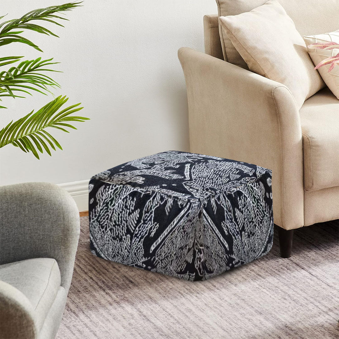 SOGA 2X 55x30cm Black Squared Soft Pouffe Seat Cushion Elegant Home Accent Décor Stylish Footstool