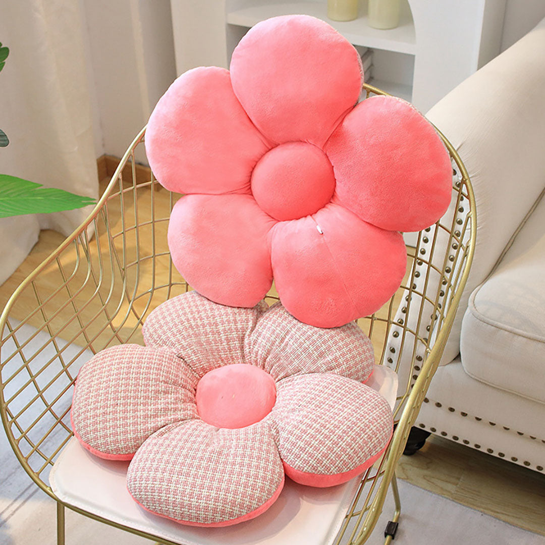 SOGA 2X Pink Flower Cushion Shaped for Floor and Sitting Throw Pillow