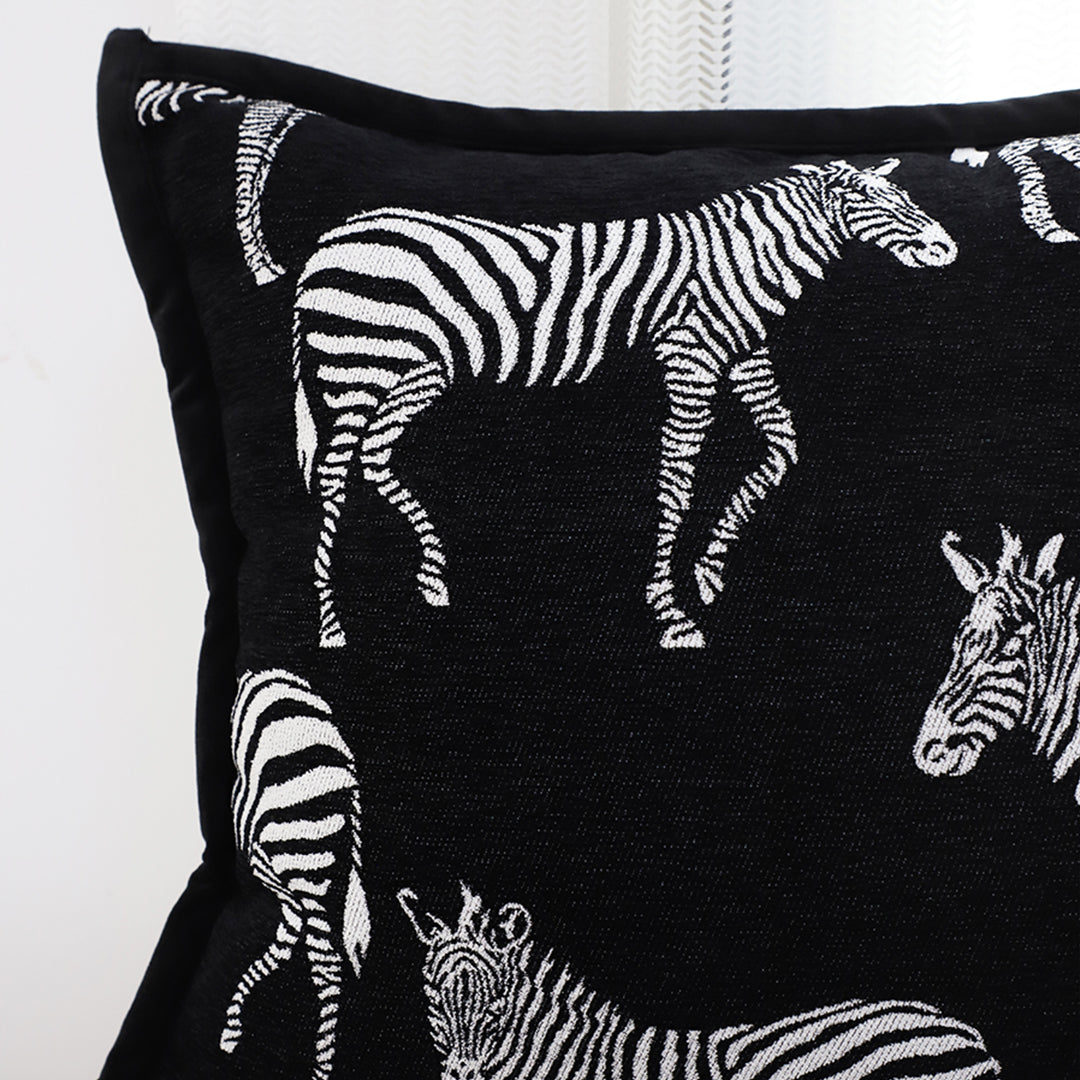 SOGA 50cm Throw Pillow Black Light Luxury Zebra Square Pillow for Home Decor