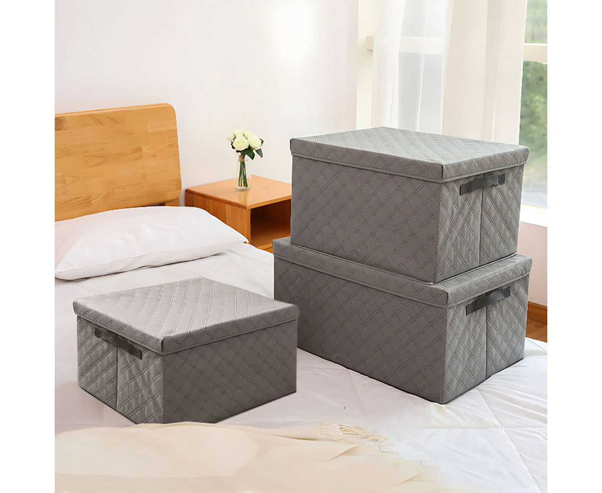 SOGA 2X Large Grey Non-Woven Diamond Quilt Grid Fabric Storage / Organizer Box