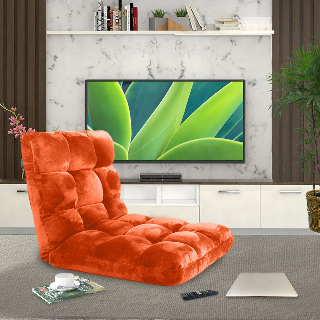SOGA 4X Floor Recliner Folding Lounge Sofa Futon Couch Folding Chair Cushion Orange