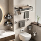 SOGA 50cm Wall-Mounted Double Pole Towel Holder Bathroom Organiser Rail Hanger with Hooks