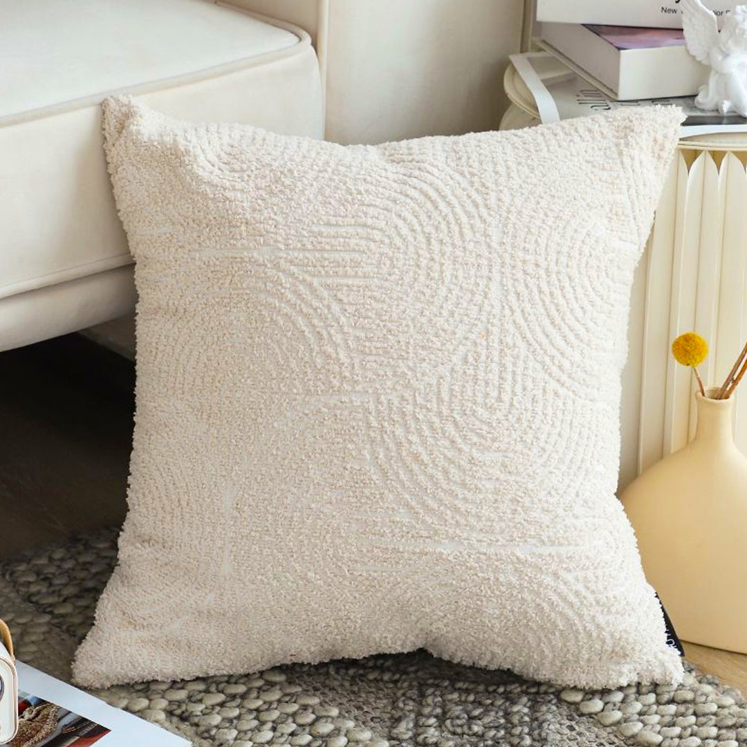 SOGA 2X 50cm Beige Internet Celebrity 3D Arched Raised Pattern Throw Pillow