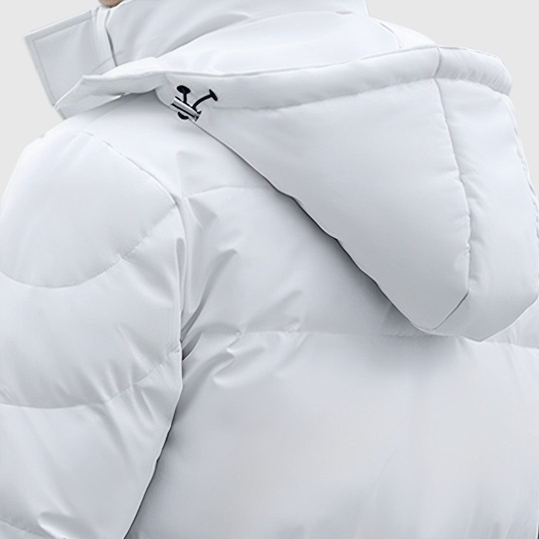 abbee White 2XL Winter Hooded Overcoat Long Jacket Stylish Lightweight Quilted Warm Puffer Coat