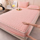 SOGA Pink 183cm Wide Mattress Cover Thick Quilted Fleece Stretchable Clover Design Bed Spread Sheet Protector with Pillow Covers