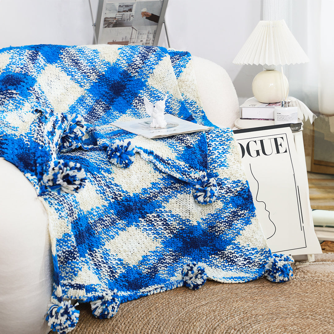 SOGA 2X 90x200cm Throw Blanket Blue Deep Sea Gradient Dyed Art Stylish Decorative Cozy