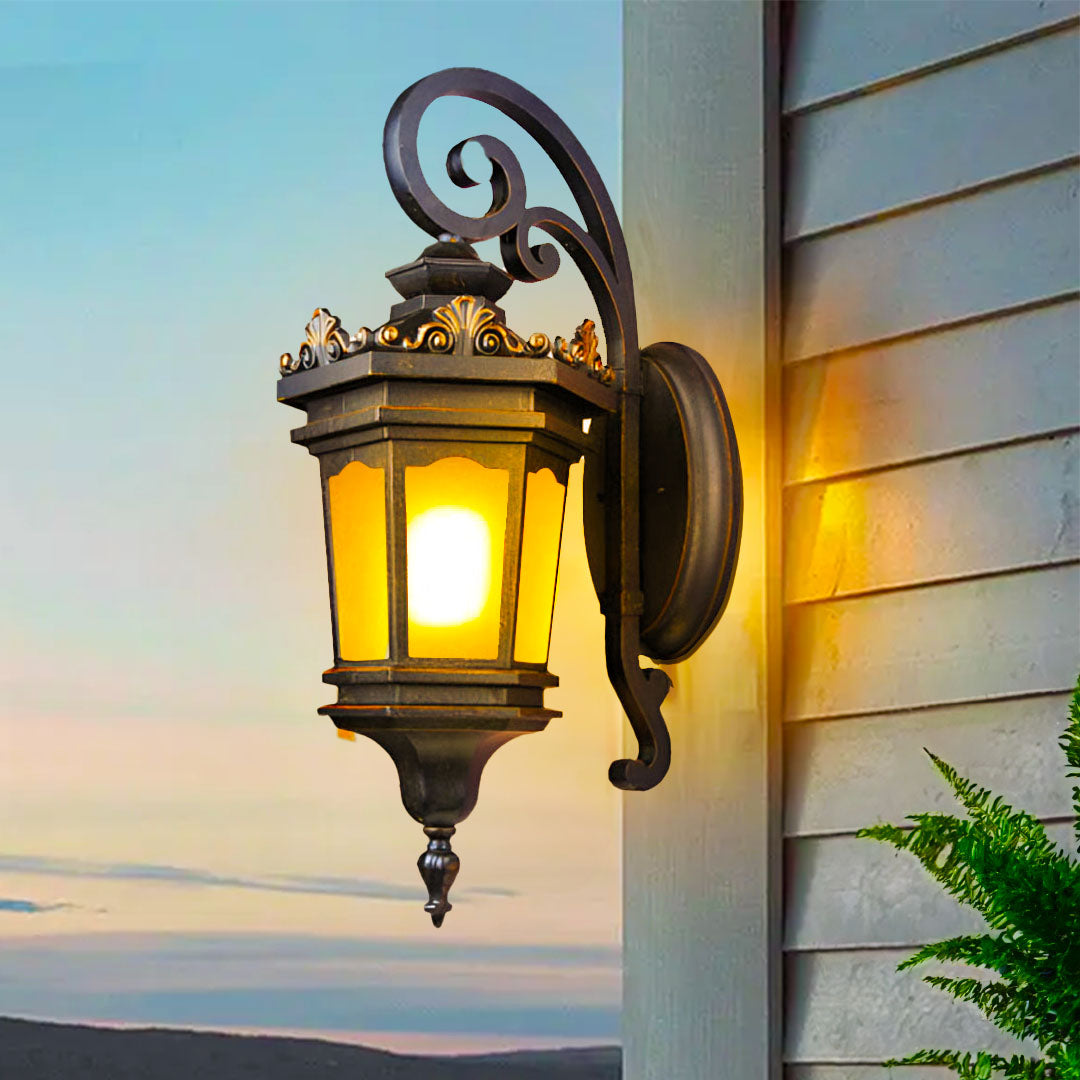 Vintage Lantern 6X 62cm Wall Light Elegant Aluminum & Glass Design Classic Outdoor Lighting Rustic Vintage Style