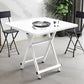 SOGA White Dining Table Portable Square Surface Space Saving Folding Desk with Lacquered Legs Home Decor