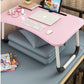 SOGA Pink Portable Bed Table Adjustable Foldable Bed Sofa Study Table Laptop Mini Desk with Notebook Stand Card Slot Holder Home Decor