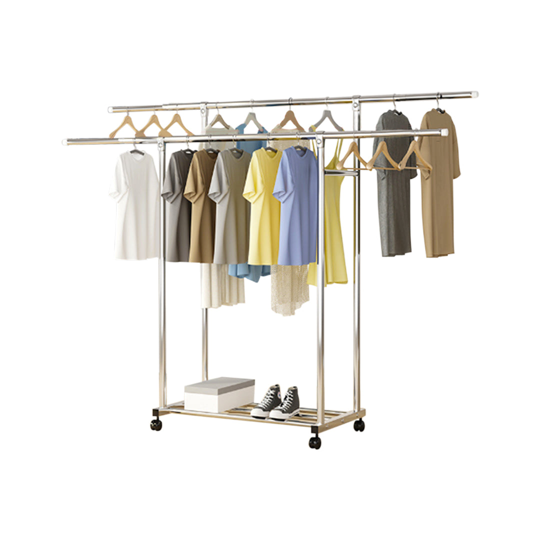 SOGA 2X 120cm Stainless Steel Floor-Standing Clothes Rack - Durable and Space-Saving Laundry Organizer