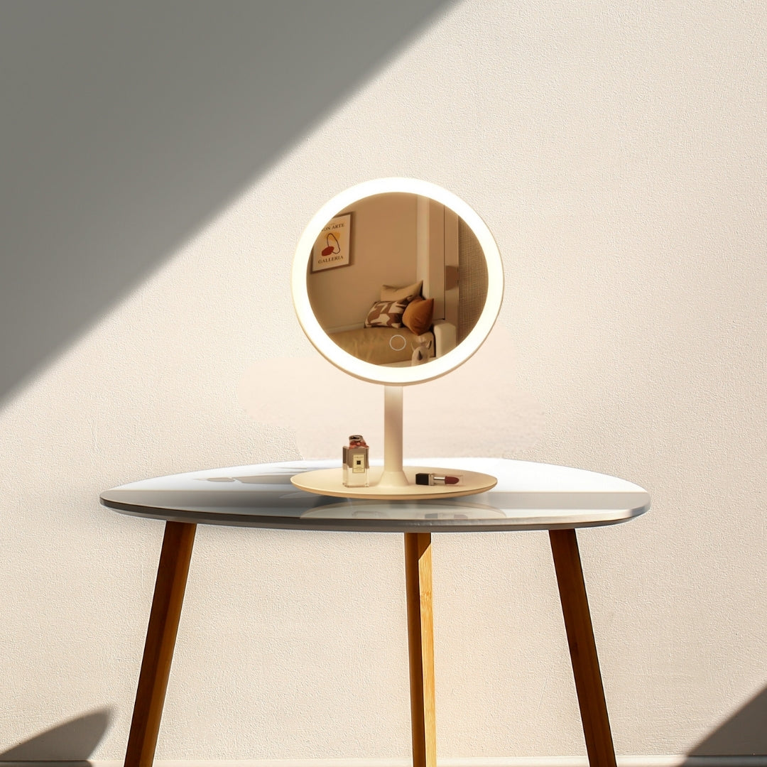 SOGA 2X 26cm White Round Smart LED Makeup Bedroom Table Vanity Mirror Tricolor w/ 5x Magnification