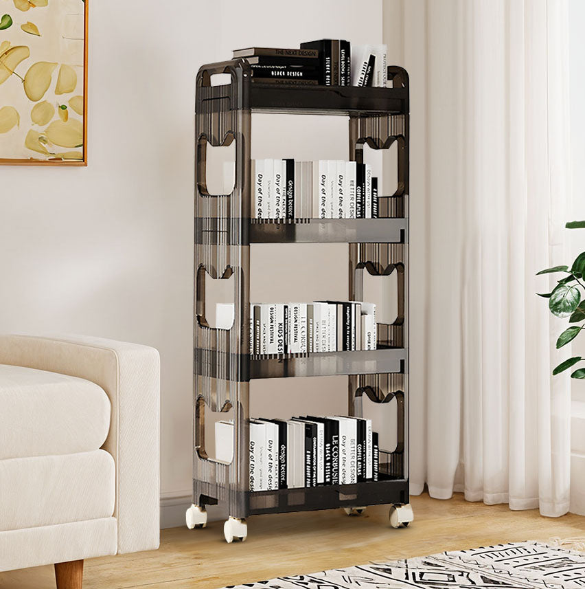 SOGA 2X 38x24cm Black 3 Tier Bookshelf & Cosmetic Storage Organizer Trolley Rack