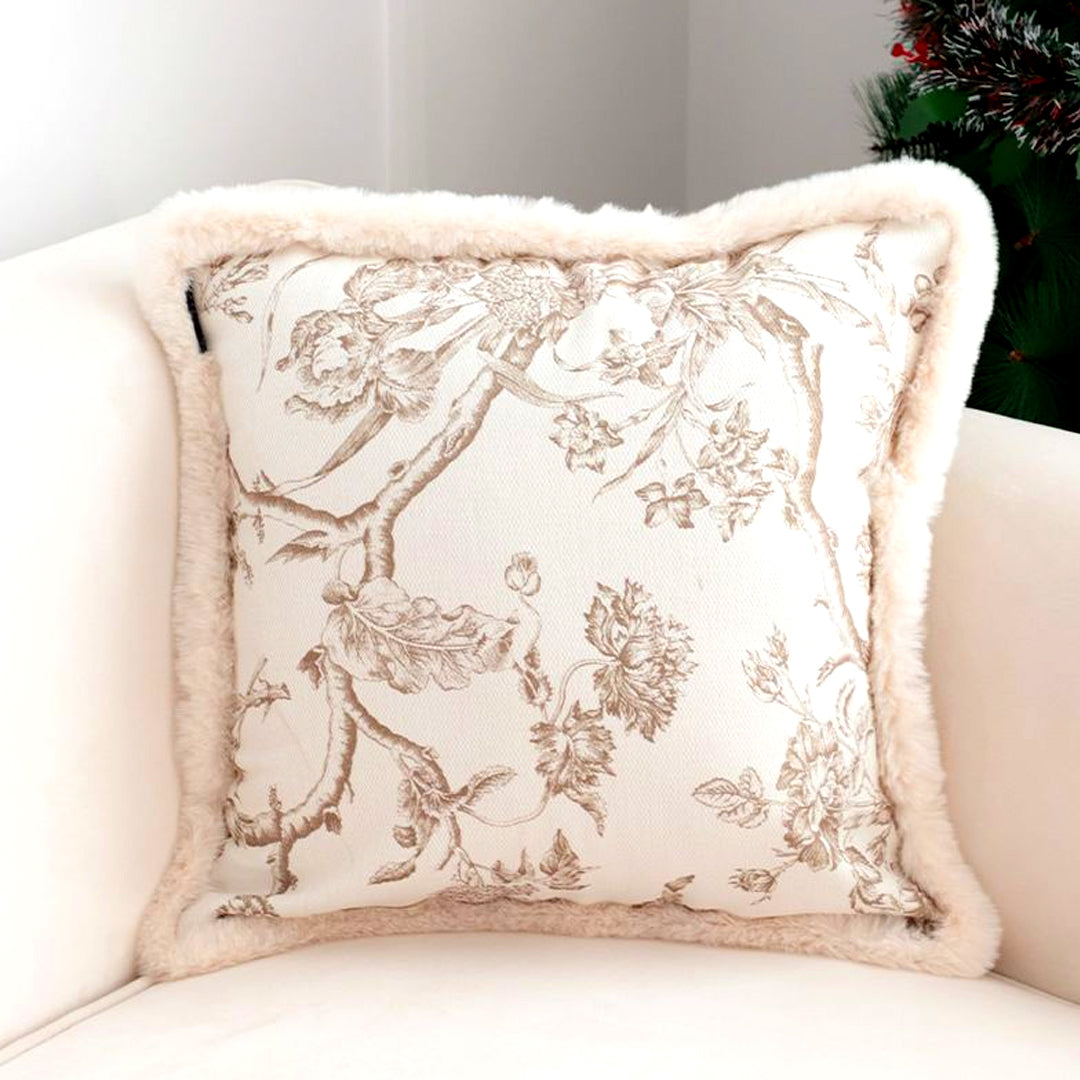 SOGA 50cm Light Luxury French Style Printed Plush Pillow Set Throw Pillow