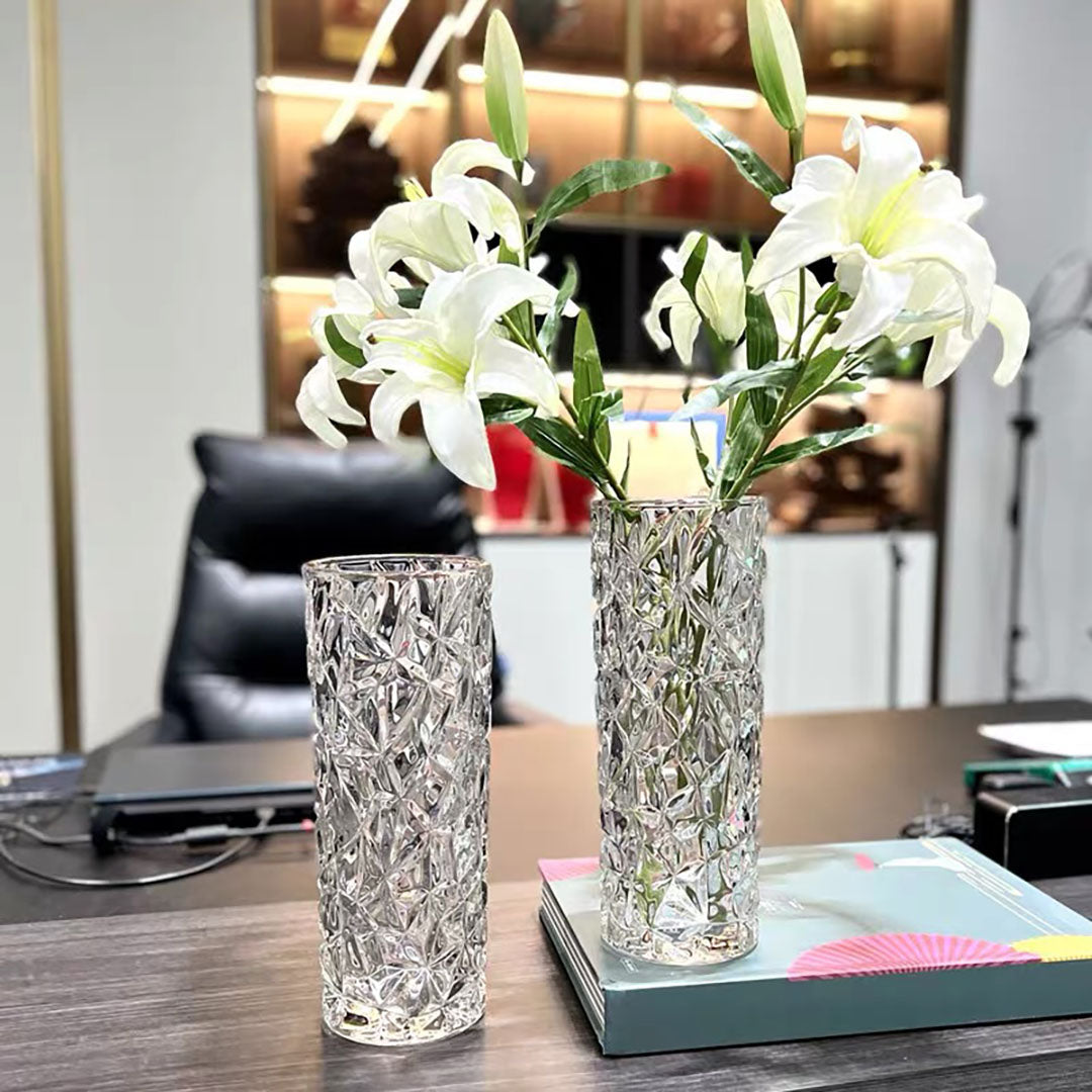SOGA 14cmx30cm Heavy Duty Glass Vase Crystal Clear Design for Home Décor