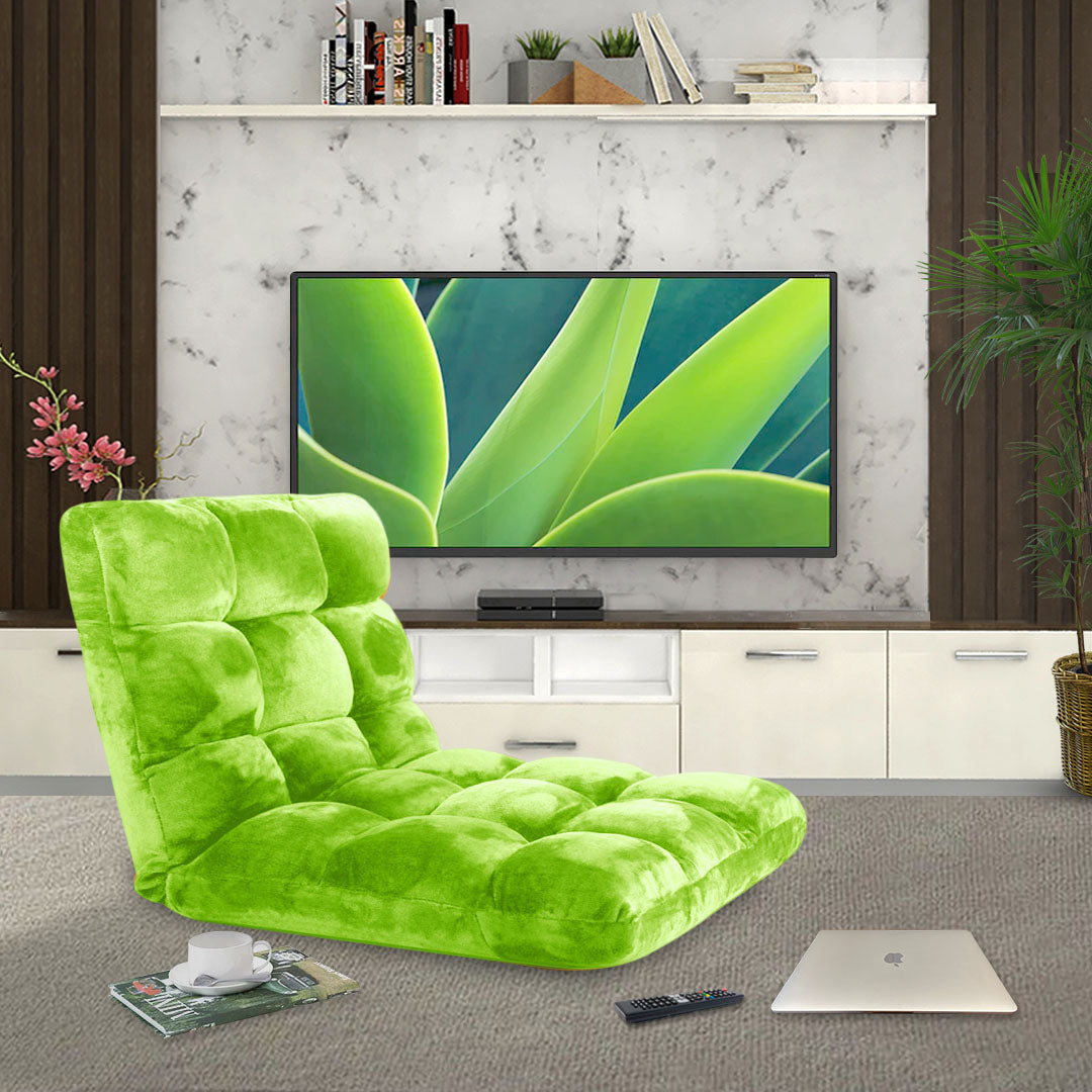 SOGA 4X Floor Recliner Folding Lounge Sofa Futon Couch Folding Chair Cushion Green