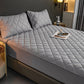 SOGA 2X Grey 138cm Wide Cross-Hatch Mattress Cover Thick Quilted Stretchable Bed Spread Sheet Protector with Pillow Covers