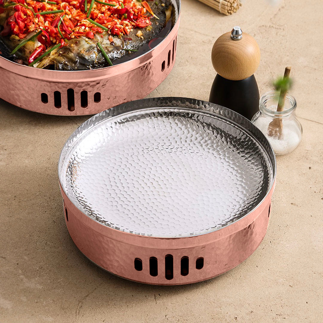 SOGA 26cm Hammered Texture Dry Pot in Rose Gold Color Kitchen Essential