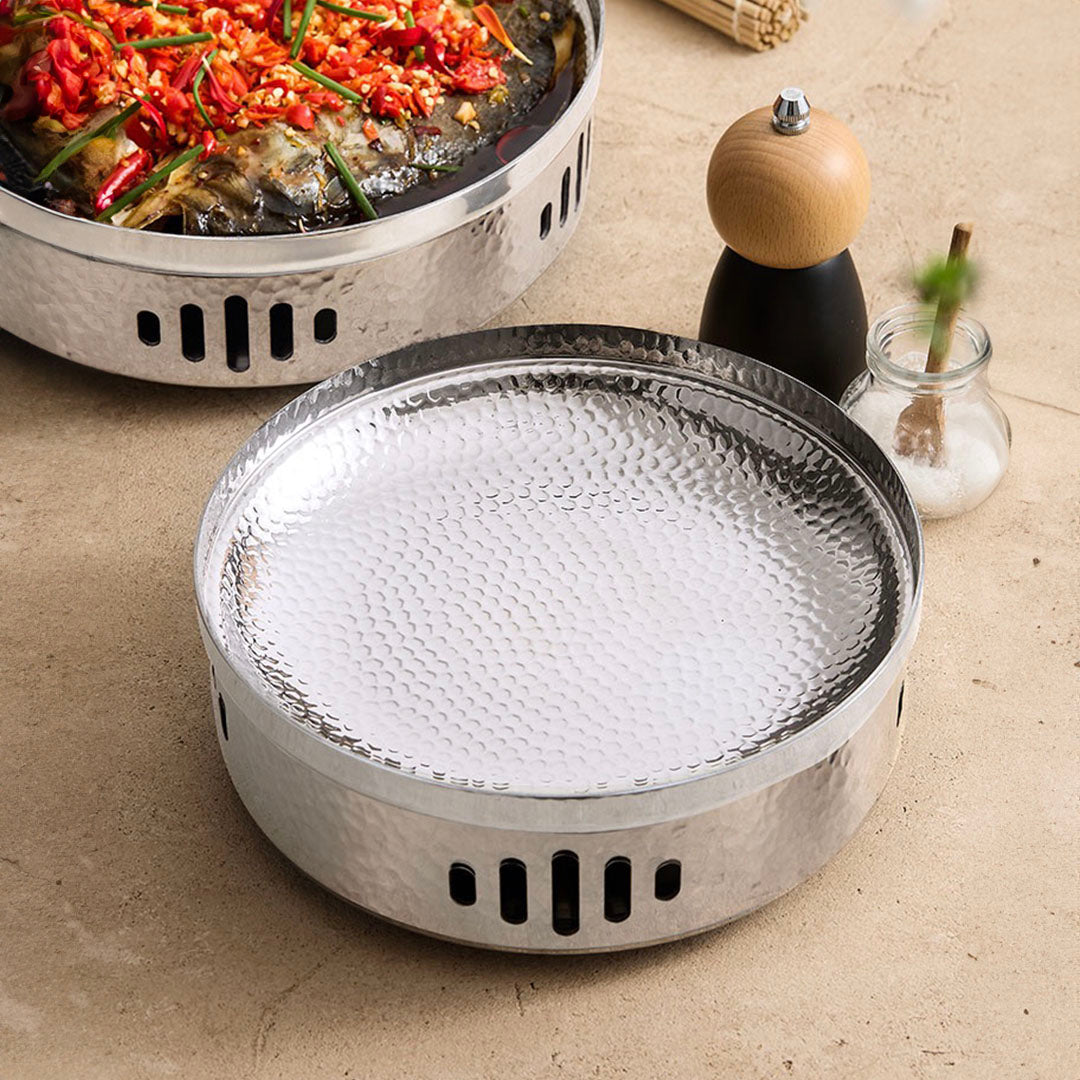 SOGA 28cm Hammered Texture Dry Pot in Natural Silver Color, a Kitchen Essential