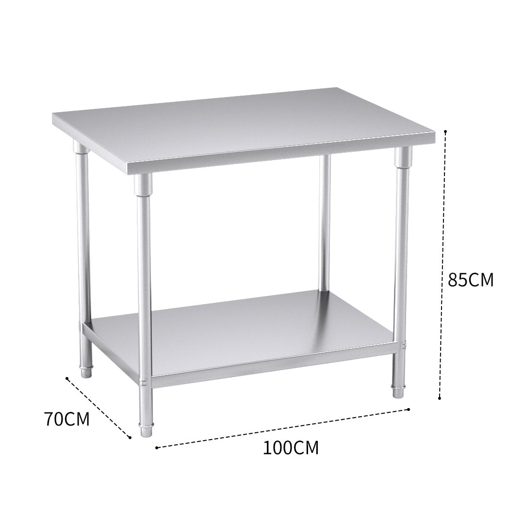 SOGA 100*70*85cm Commercial Catering Kitchen Stainless Steel Prep Work Bench