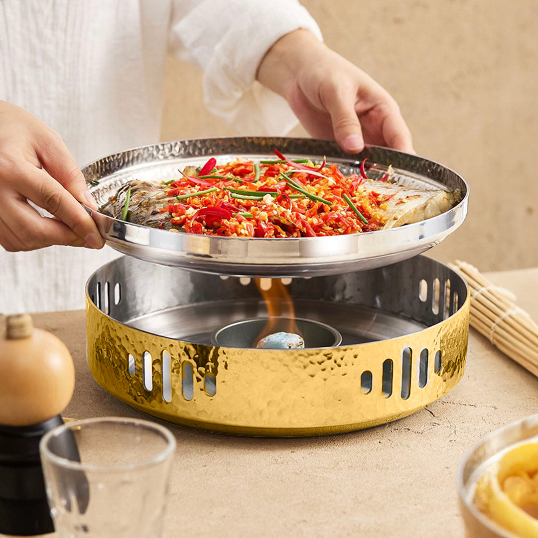 SOGA 28cm Dry Pot with Hammered Texture Natural Gold Color Kitchen Essential