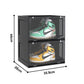 SOGA 2 Tier Black Portable Shoe Organiser Sneaker Footwear Folding Plastic Bin Stackable Storage Box with Magnetic Door