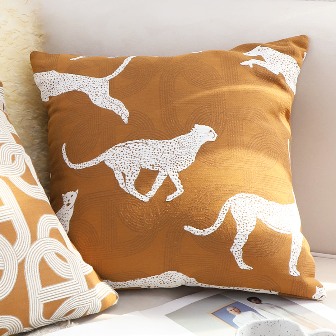 SOGA 2X 50cm Throw Pillow Brown and White Cheetah Animal Print for Home Décor