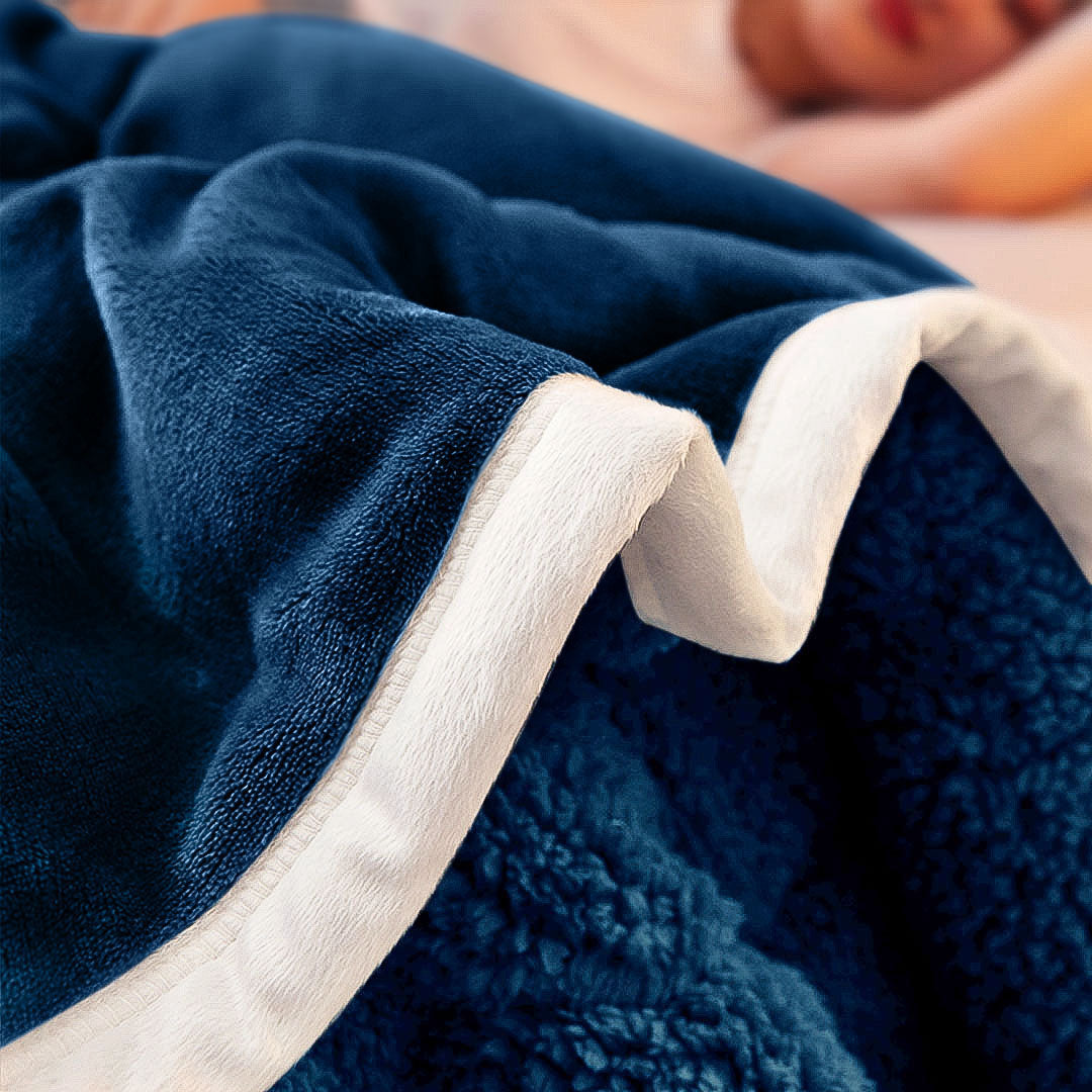 SOGA 2X Navy Blue Throw Blanket Warm Cozy Double Sided Thick Flannel Coverlet Fleece Bed Sofa Comforter