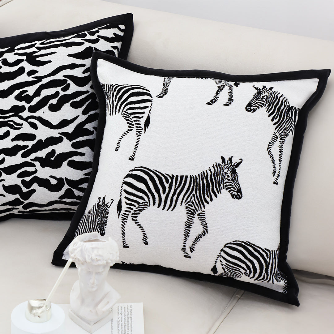SOGA 45cm Black and White Light Luxury Zebra Cushion Decorative Square Pillow Living Room