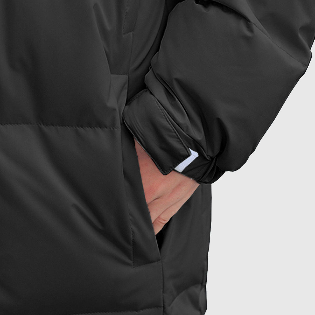abbee Black 3XL Winter Hooded Overcoat Long Jacket Stylish Lightweight Quilted Warm Puffer Coat