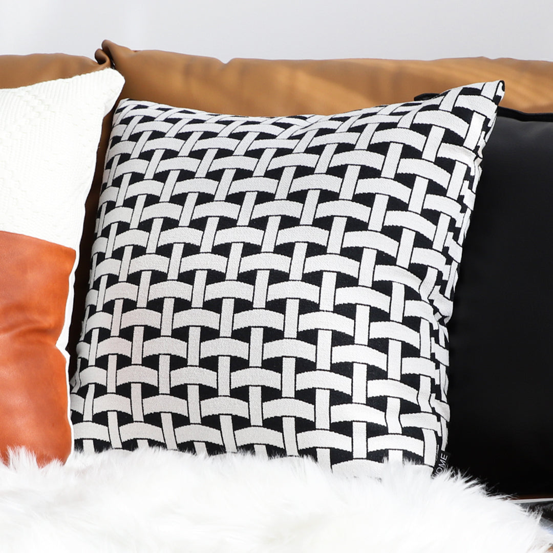 SOGA 50cm Black & White Pattern Throw Pillow Thick Comfort Pro Polyester Fiber Cotton for Home Decor