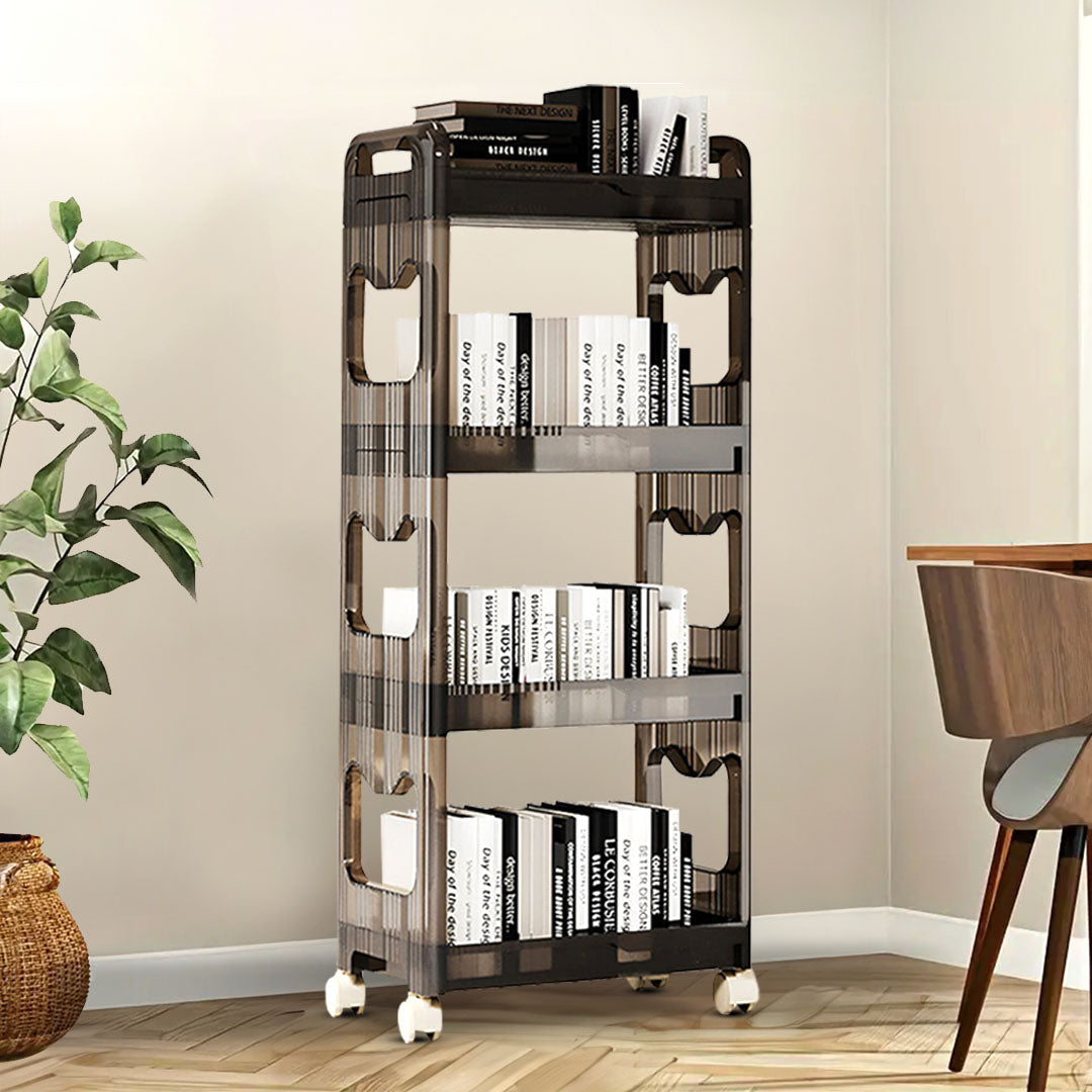 SOGA 2X 38x24cm Black 3 Tier Bookshelf & Cosmetic Storage Organizer Trolley Rack