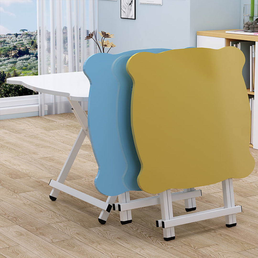 SOGA 2X White Minimalist Cat Ear Folding Table Indoor Outdoor Portable Stall Desk Home Decor