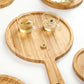 SOGA 9 inch Blonde Round Premium Wooden Serving Tray Board Paddle with Handle Home Decor