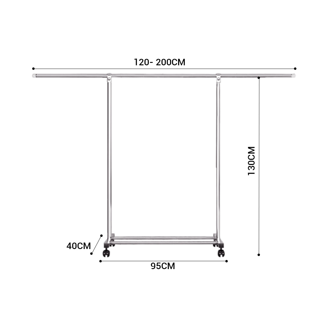 SOGA 2X 200cm Stainless Steel Floor-Standing Clothes Rack - Durable and Space-Saving Laundry Organizer