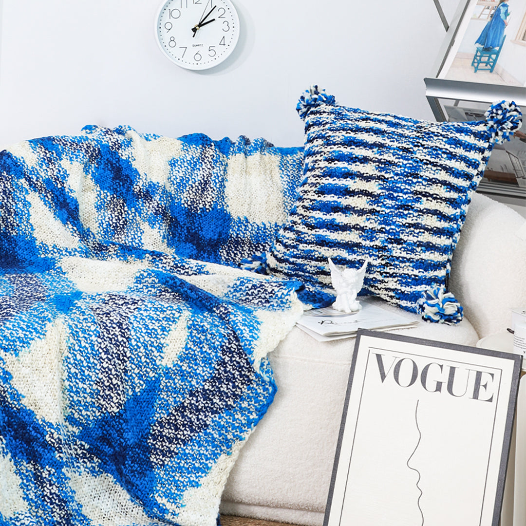 SOGA 2X 90x200cm Throw Blanket Blue Deep Sea Gradient Dyed Art Stylish Decorative Cozy