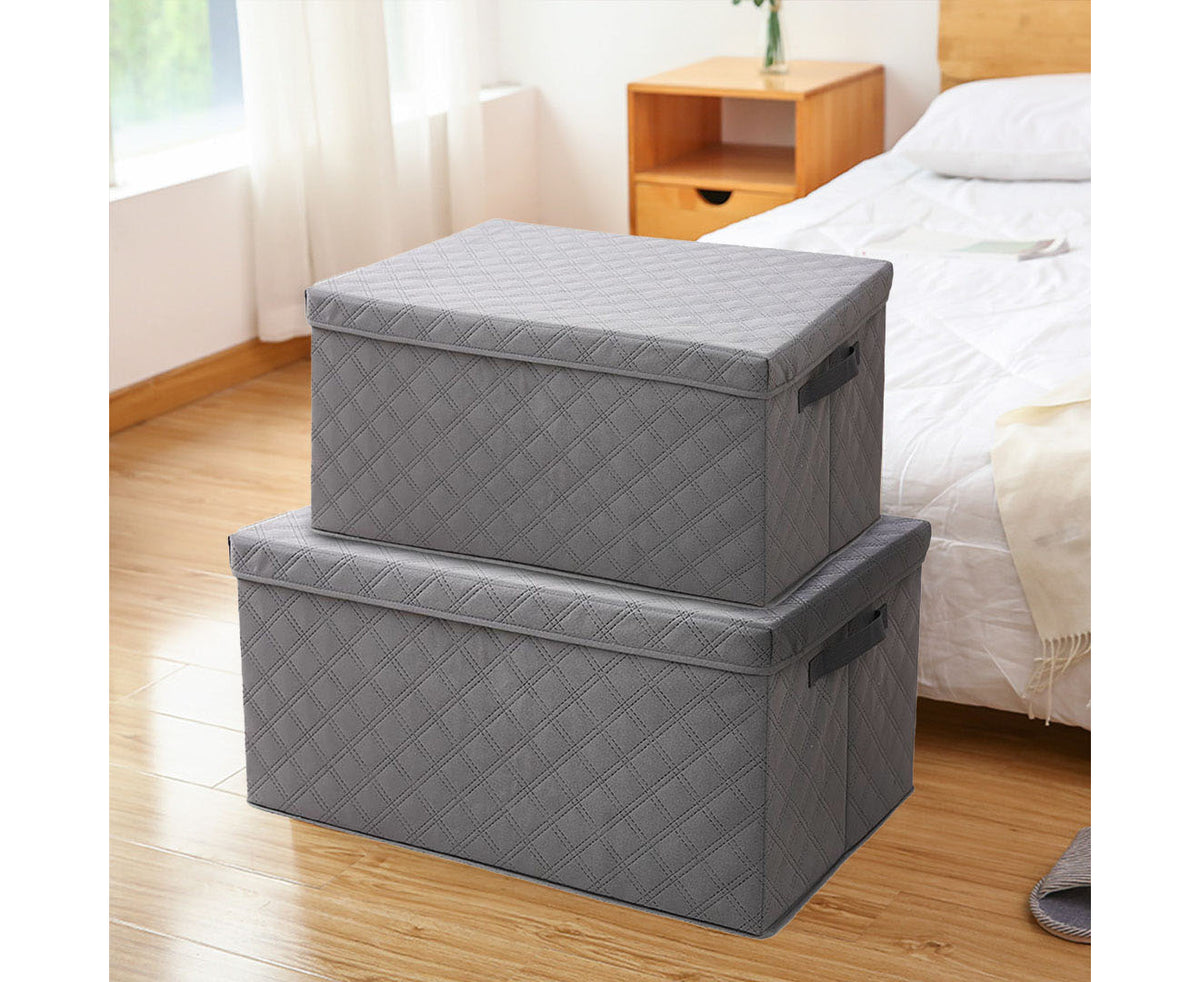 SOGA 2X Large Grey Non-Woven Diamond Quilt Grid Fabric Storage / Organizer Box