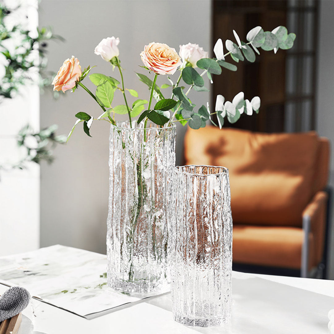 SOGA 30.5cm Handcrafted Clear Glass Vase, Classic Design for Home Decor
