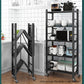 SOGA 2X 5 Tier Steel Black Foldable Display Stand Multi-Functional Shelves Portable Storage Organizer with Wheels