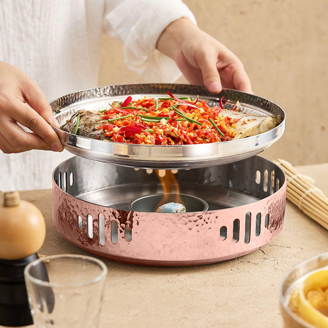 SOGA 26cm Hammered Texture Dry Pot in Rose Gold Color Kitchen Essential