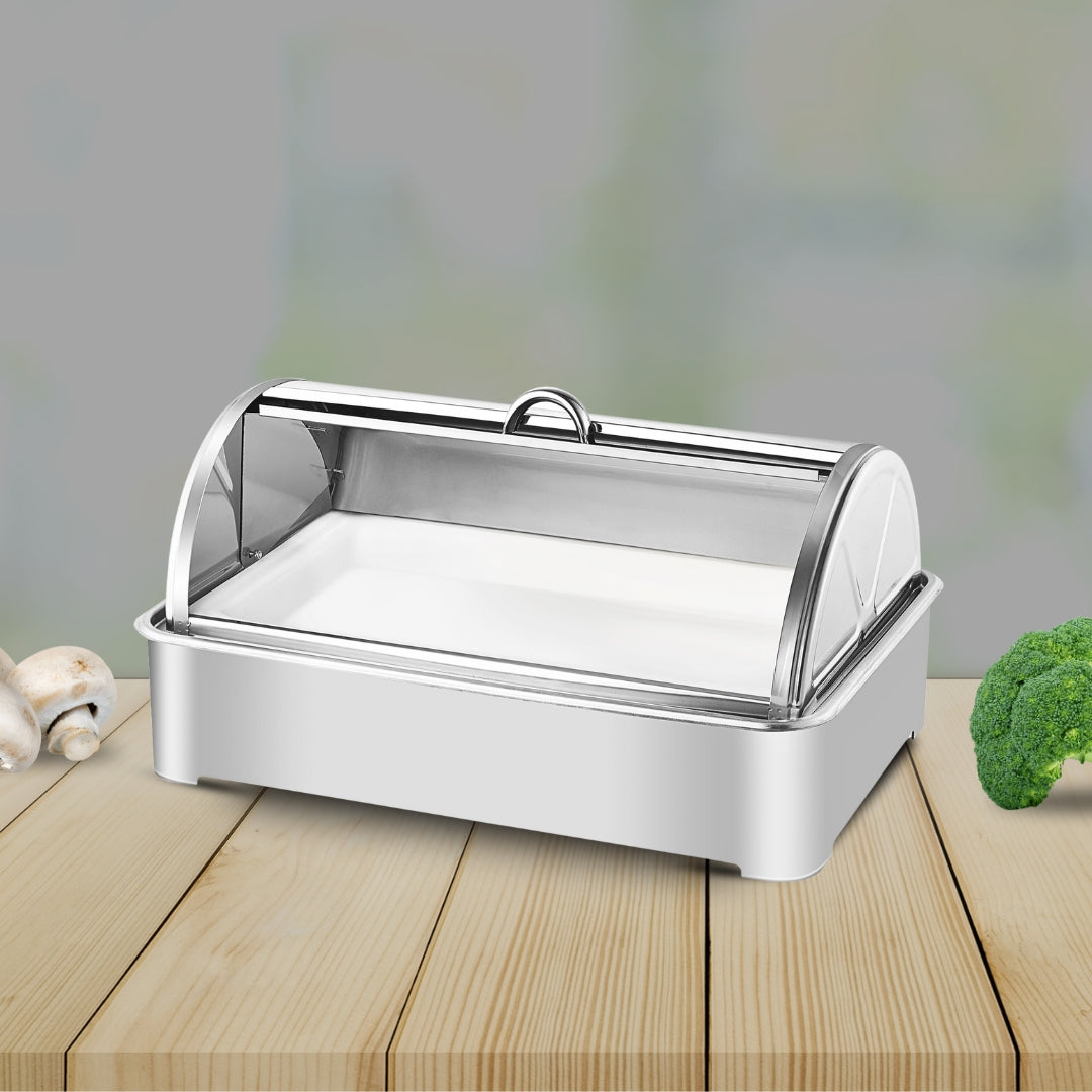SOGA 59x38.5cm Silver Color Ceramic Serving Bowl Chafing Dish for Kitchen Essential
