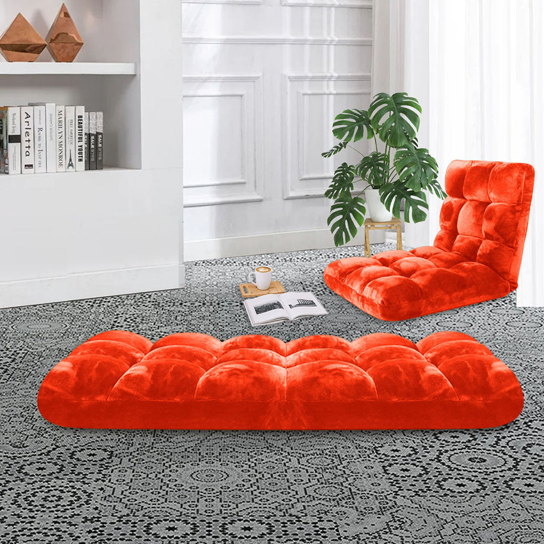 SOGA 4X Floor Recliner Folding Lounge Sofa Futon Couch Folding Chair Cushion Orange