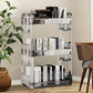 SOGA 2X 38x24cm Clear 3 Tier Bookshelf & Cosmetic Storage Organizer Trolley Rack