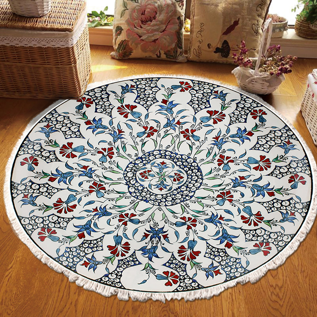 SOGA 2X 120cm Mandala Round Area Thick Anti-slip Doormat, Home Decor